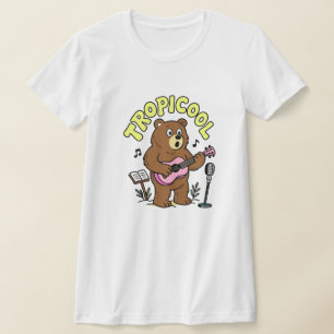 Tropicool Bear Playing Ukulele – Cute Funny Music T-Shirt