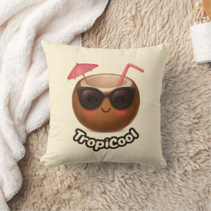 TropiCool Coconut – Cute Summer Throw Pillow