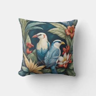 tropics birds and plants cushion