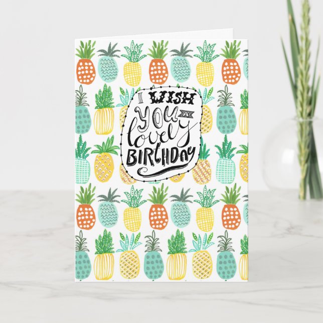 Tropics Birthday Pineapple Pattern | Greeting Card (Front)