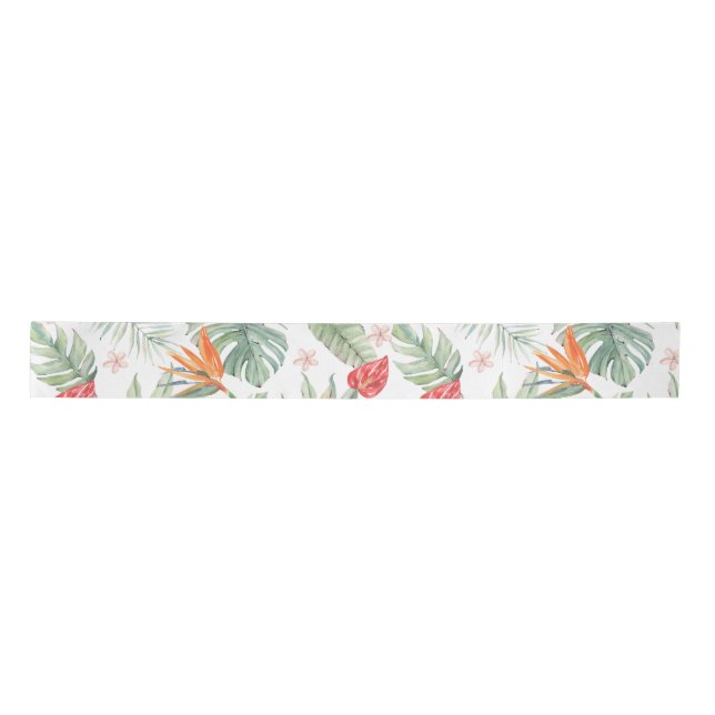  Tropics Flower Foliage Fantasy with Monogram Satin Ribbon (Front)