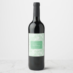 Tropics Green Palm Tree Wedding Wine Label