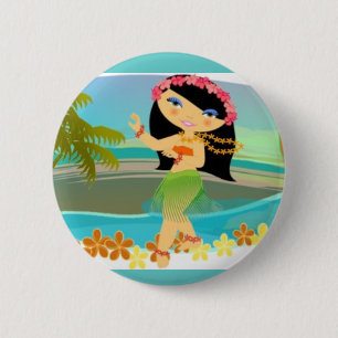Tropo Girl Hula Dancer 6 Cm Round Badge