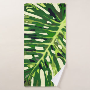 Troppical Monstera Leaves Bath Towels