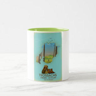 Trossachs Stirling Scotland hiking poster Two-Tone Coffee Mug