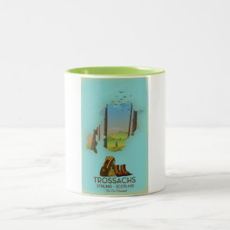Trossachs Stirling Scotland hiking poster Two-Tone Coffee Mug