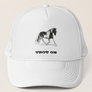 Trot On Black and White Gypsy Horse Baseball Hat