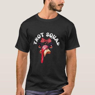 Trot Squad Thanksgiving Turkey Face Bow Tie Funny  T-Shirt