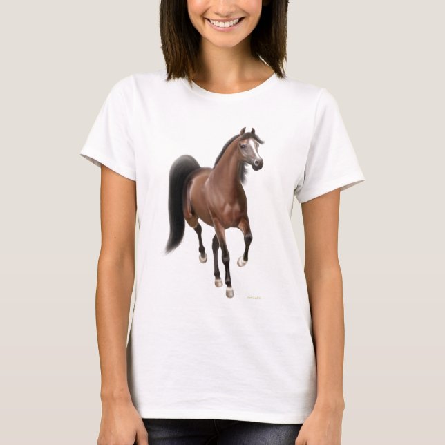 Trotting Arabian Horse Babydoll Shirt (Front)