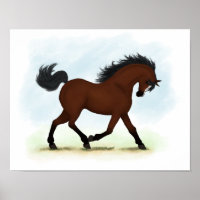 Trotting Bay Horse with Blaze Equestrian