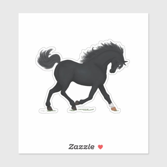 Trotting Black Horse With Star & Sock Black Beauty (Sheet)