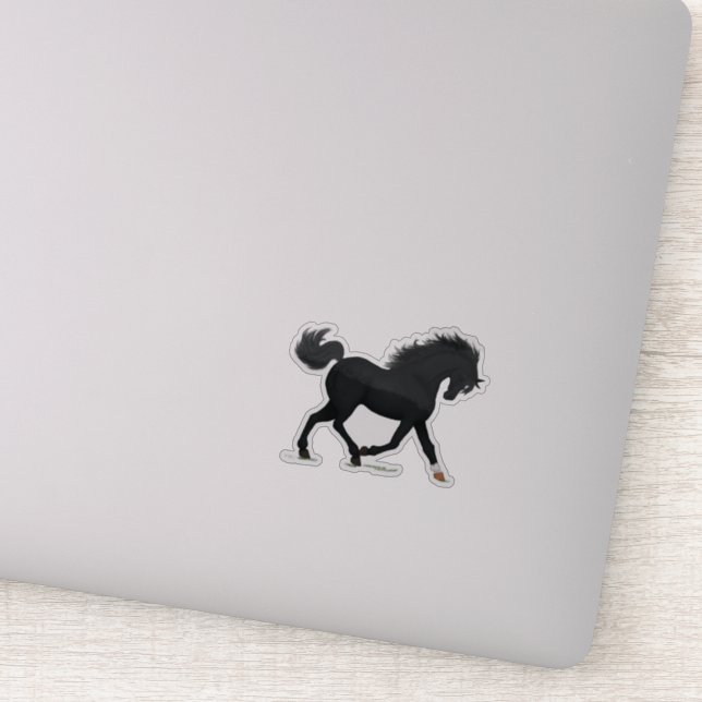 Trotting Black Horse With Star & Sock Black Beauty (Detail)