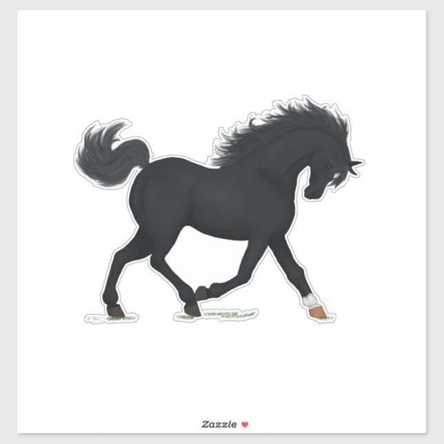 Trotting Black Horse With Star & Sock Black Beauty (Sheet)
