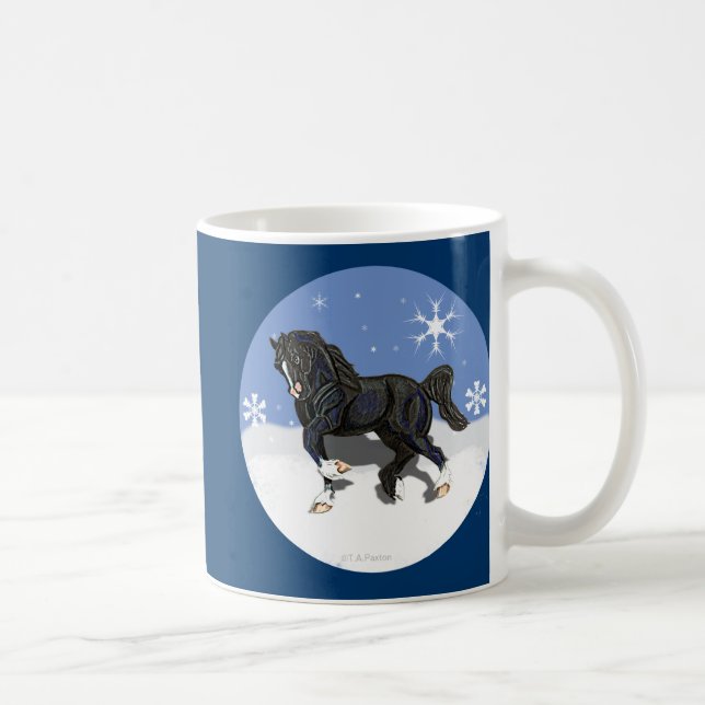 Trotting Black Welsh Cob Pony Stallion Coffee Mug (Right)