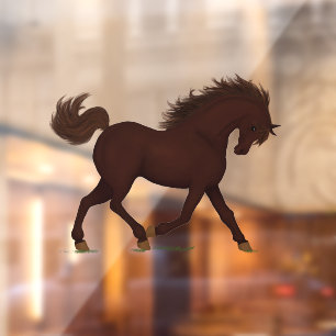 Trotting Brown Horse Pony Equestrian Window Cling