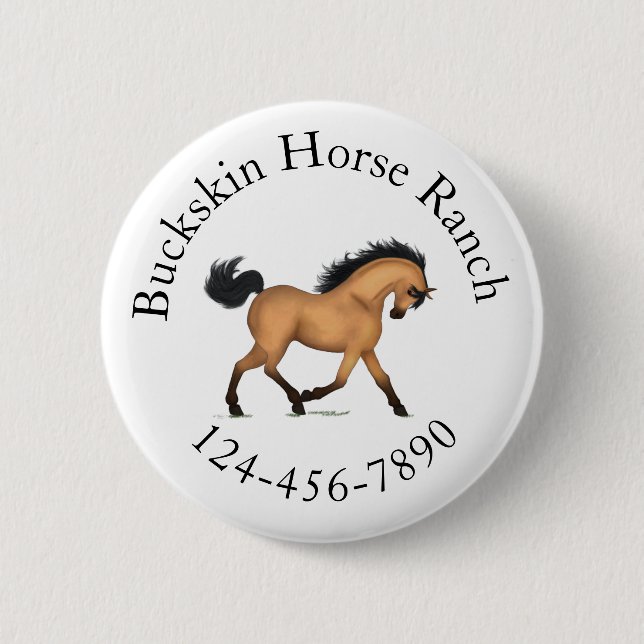 Trotting Buckskin Horse Circular Text Equestrian 6 Cm Round Badge (Front)