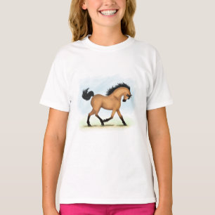 Trotting Buckskin Horse Equestrian T-Shirt