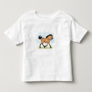 Trotting Buckskin Horse Equestrian Toddler T-Shirt