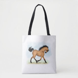 Trotting Buckskin Horse Equestrian Tote Bag