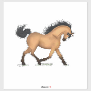Trotting Buckskin Horse Pony Equestrian Decal