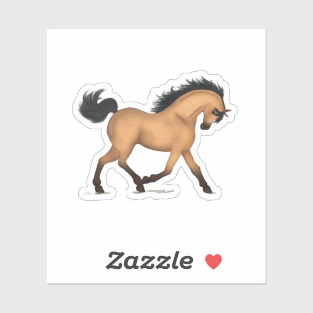 Trotting Buckskin Horse Pony Equestrian Decal (Sheet)