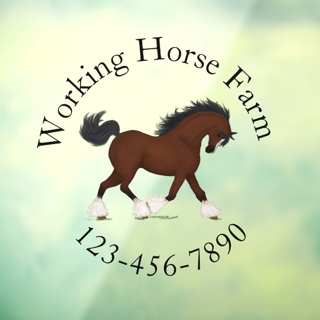 Trotting Clydesdale Horse Circular Text Custom Window Cling (Sheet 3)