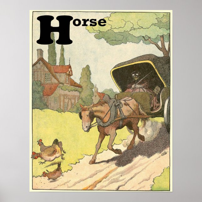 Trotting Horse Animal Alphabet Poster (Front)