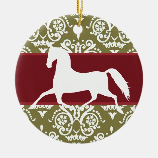 Trotting Horse Holiday Christmas Ceramic Tree Decoration (Front)
