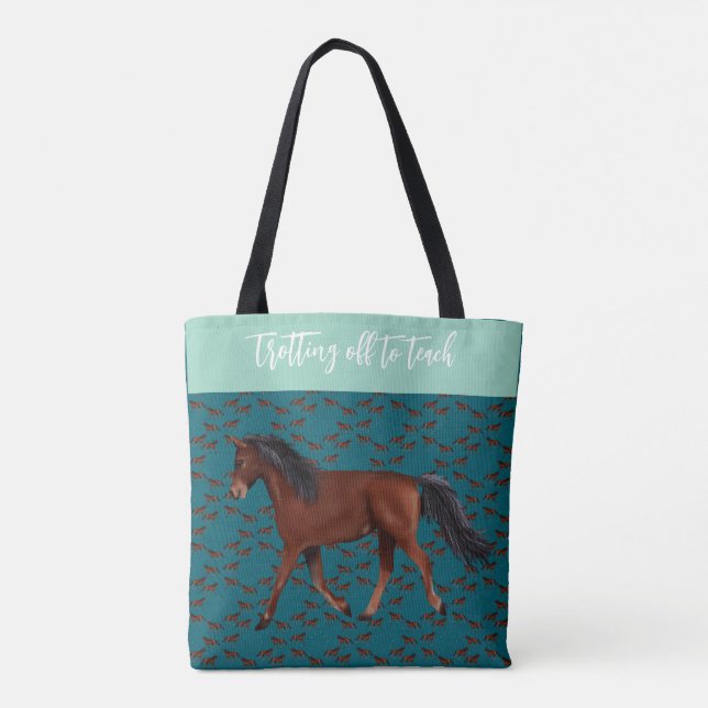 Trotting off to teach horse Tote Bag (Back)