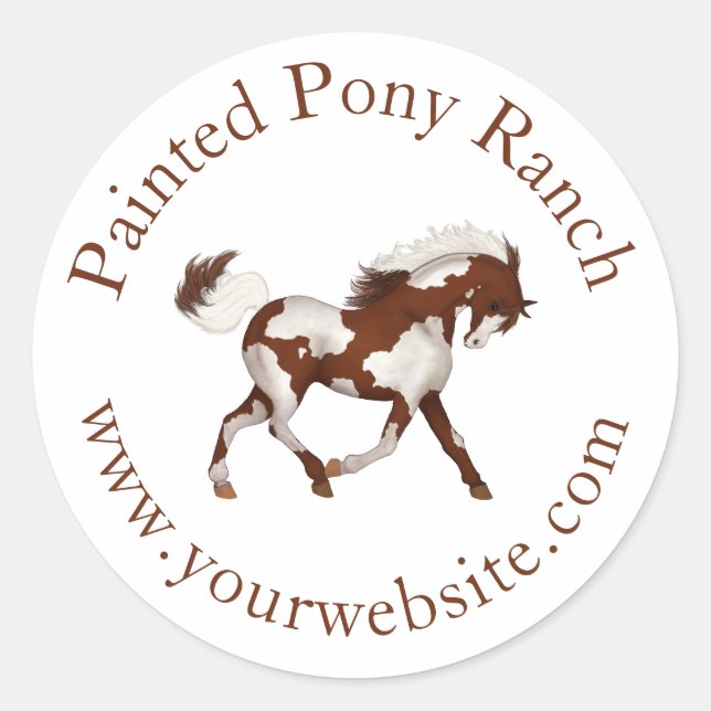 Trotting Overo Skewbald Paint Horse Custom Logo Classic Round Sticker (Front)