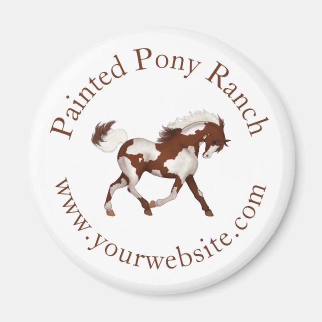 Trotting Overo Skewbald Paint Horse Custom Logo Magnet (Front)