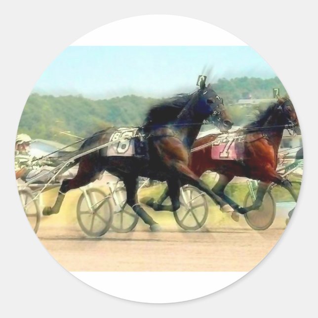 trotting power horse racing classic round sticker (Front)