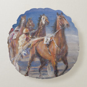 Trotting races Lancieux Brittany 2014 Round Cushion