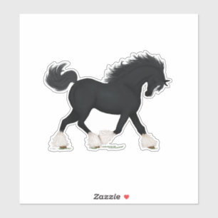 Trotting Shire Horse Draught Black with Blaze