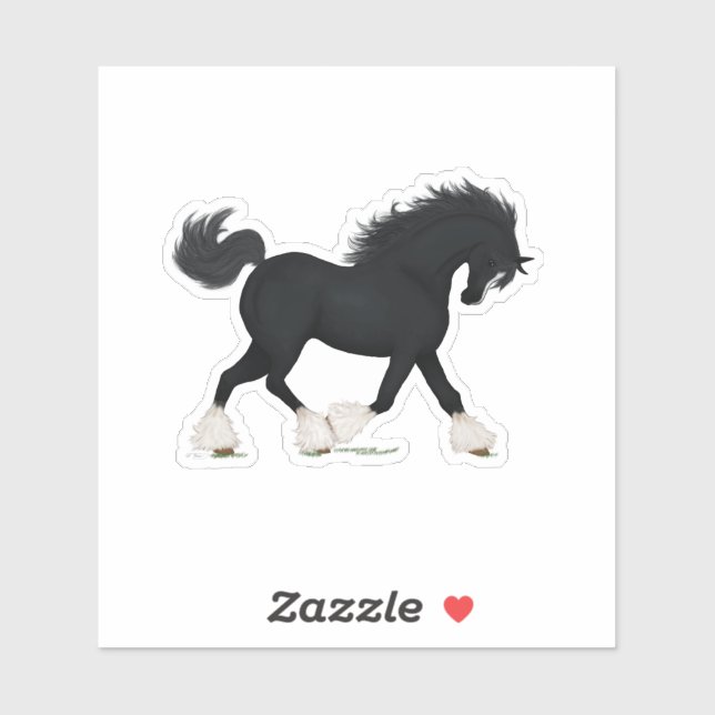 Trotting Shire Horse Draught Black with Blaze (Sheet)
