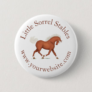 Trotting Sorrel Horse Circular Text Custom 6 Cm Round Badge