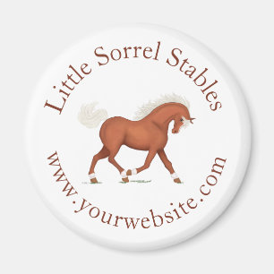 Trotting Sorrel Horse Circular Text Custom Magnet