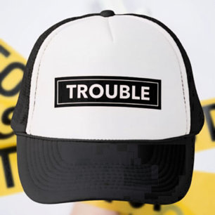 TROUBLE Bold Text Trucker Hat