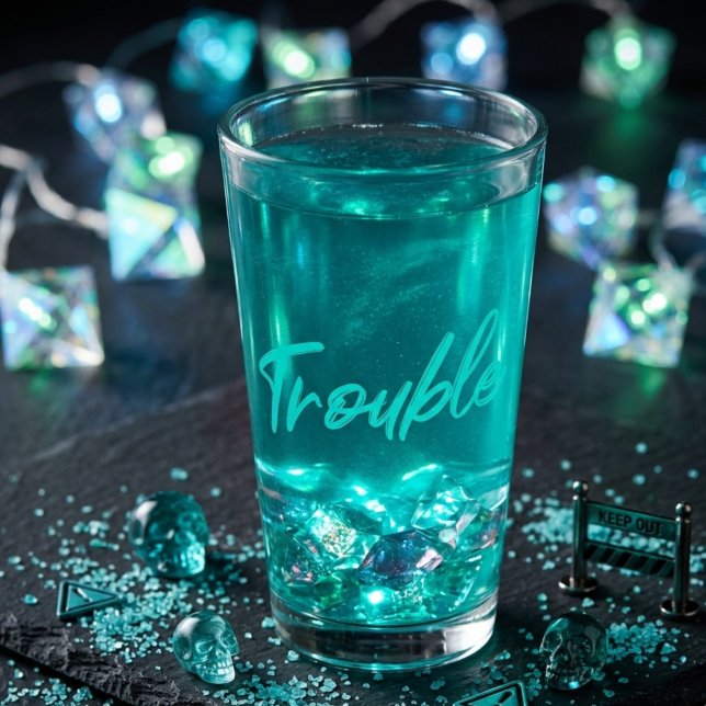 Trouble Brews – Teal Script Pint Glass (Creator Uploaded)