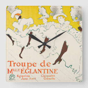 Troupe de Mademoiselle Eglantine, Toulouse Lautrec Square Wall Clock