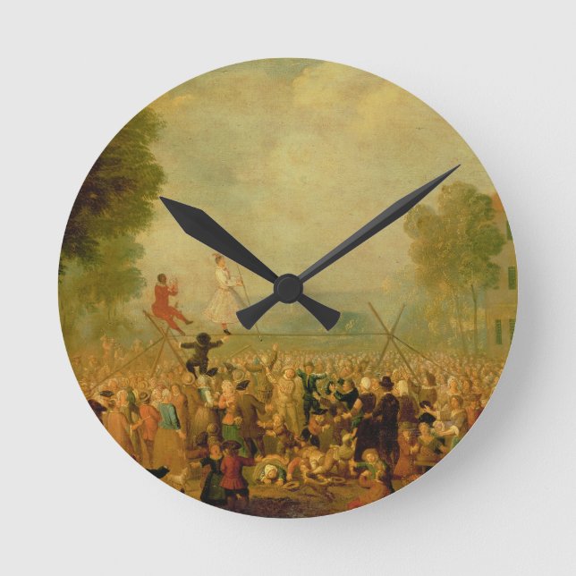 Troupe of Actors Performing on a Tightrope Round Clock (Front)