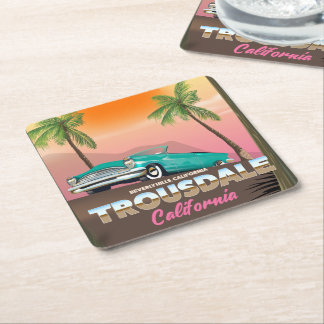 Trousdale Beverly hills California Square Paper Coaster