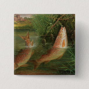 Trout at Winchester 15 Cm Square Badge