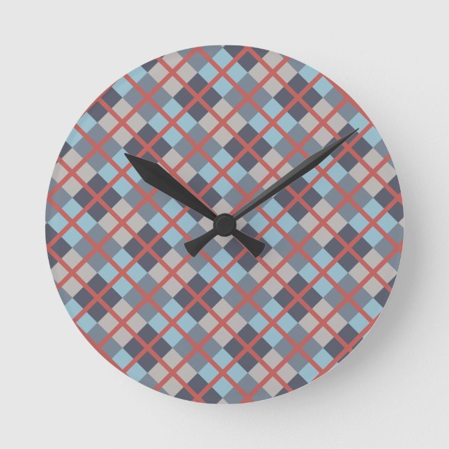 Trout Blue Gray Cotton Seed Orange Red Pattern Round Clock (Front)