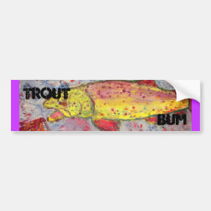 trout bum art bumper sticker