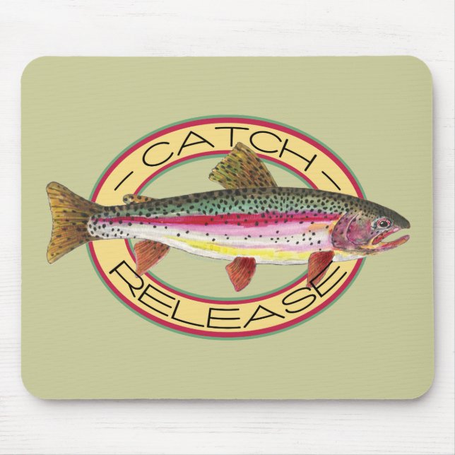 Trout Catch & Release Fishing Mouse Mat (Front)