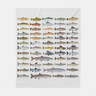 Trout, Char, Grayling, Hucho and Whitefish Group Fleece Blanket