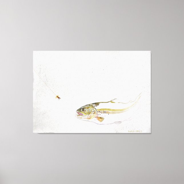 Trout chasing a fisherman's fly canvas print (Front)