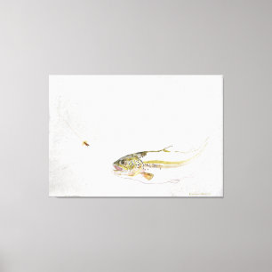 Trout chasing a fisherman's fly canvas print
