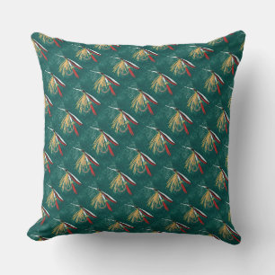"Trout Fin" Trout Fly tiled wet fly on green Cushion